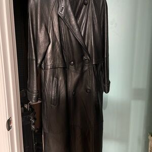 Elegant Black Leather Trench Coat for Women